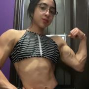 18 years old Fitness girl Yamilet Flexing muscles