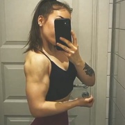 17 years old Fitness girl Melina Flexing muscles