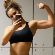 17 years old Fitness girl Intissar Flexing muscles