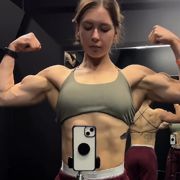 18 years old Fitness girl Isa Flexing muscles