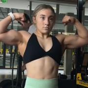 15 years old Fitness girl Gwyn Flexing muscles