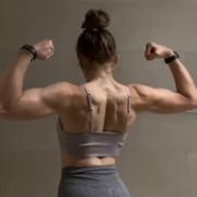 15 years old Fitness girl Olivia Flexing muscles