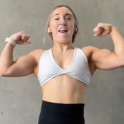 15 years old Fitness girl Gwyn Flexing biceps
