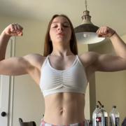 15 years old Fitness girl Sam Flexing muscles