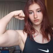 17 years old Fitness girl Sahra Flexing biceps