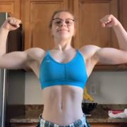 15 years old Fitness girl Sam Flexing muscles